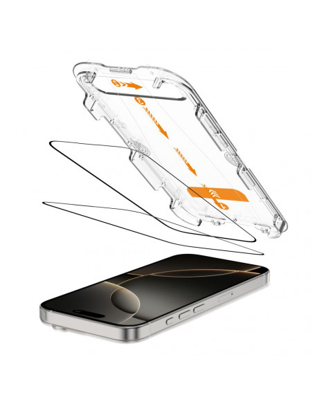 
Grūdintas stiklas iPhone 16 Pro Max su Quick Set+ montavimo rėmeliu - 2 vnt.
