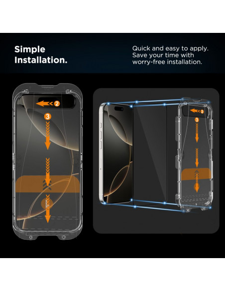 
Grūdintas stiklas iPhone 16 Pro Max su Quick Set+ montavimo rėmeliu - 2 vnt.
