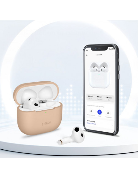 
Apsauginis silikoninis dėklas „Apple AirPods 4“ ausinėms – smėlio spalvos
