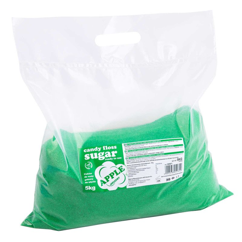 Spalvingo skonio cukrus cukraus vatai žalių obuolių skonio 5kg