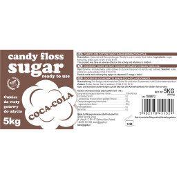 Spalvingo skonio cukrus cukraus vatai rudos coca cola skonio 5kg