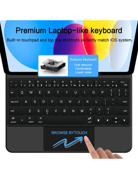 
„iPad 10.9& 39 & 39 2022 / iPad 11& 39 & 39 2025 Smartcase“ magnetinis klaviatūros dėklas – juodas
