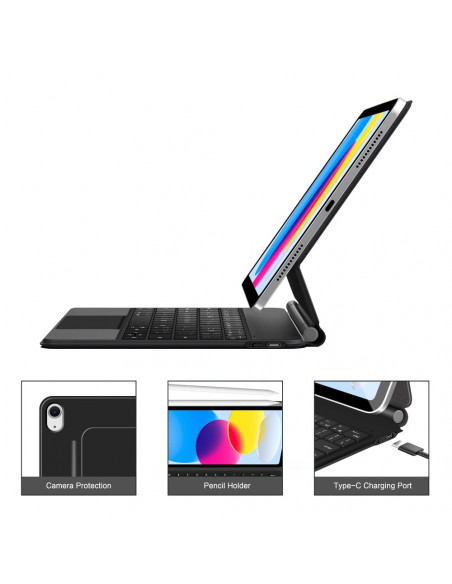 
„iPad 10.9& 39 & 39 2022 / iPad 11& 39 & 39 2025 Smartcase“ magnetinis klaviatūros dėklas – juodas
