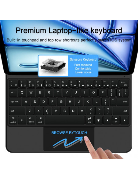 
„iPad Air 10.9& 39 & 39 2020 / 2022 / iPad Air 11& 39 & 39 2024 / 2025 Smartcase“ magnetinis klaviatūros dėklas – juoda...