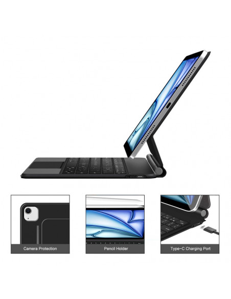 
„iPad Air 10.9& 39 & 39 2020 / 2022 / iPad Air 11& 39 & 39 2024 / 2025 Smartcase“ magnetinis klaviatūros dėklas – juoda...