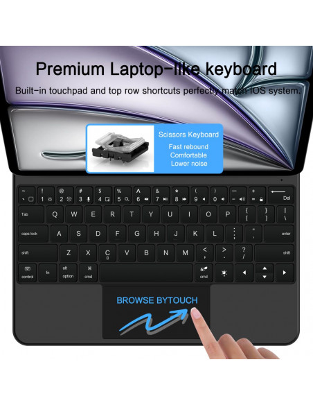 
Dėklas su klaviatūra, skirtas „iPad Pro 12.9& 39 & 39 2020 / 2021 / 2022“ / „iPad Air 13& 39 & 39 2024 / 2025“, magneti...