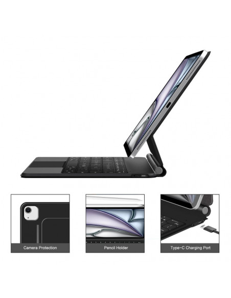 
Dėklas su klaviatūra, skirtas „iPad Pro 12.9& 39 & 39 2020 / 2021 / 2022“ / „iPad Air 13& 39 & 39 2024 / 2025“, magneti...