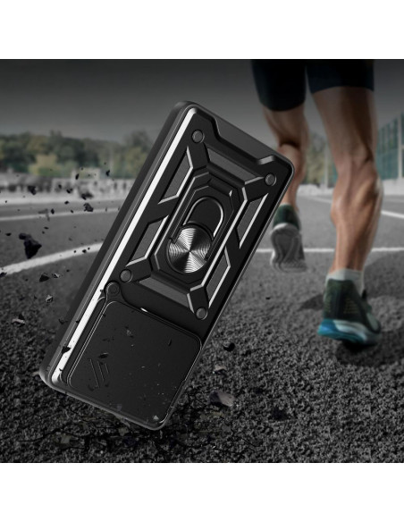 
„Motorola Edge 60 Fusion“ dėklas su stovu ir „CamShield Pro“ objektyvo dangteliu – juodas
