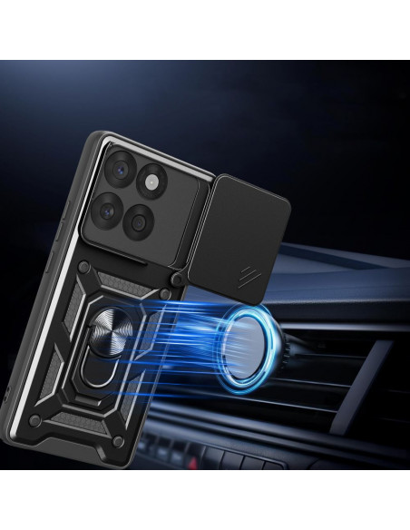 
„Motorola Edge 60 Fusion“ dėklas su stovu ir „CamShield Pro“ objektyvo dangteliu – juodas
