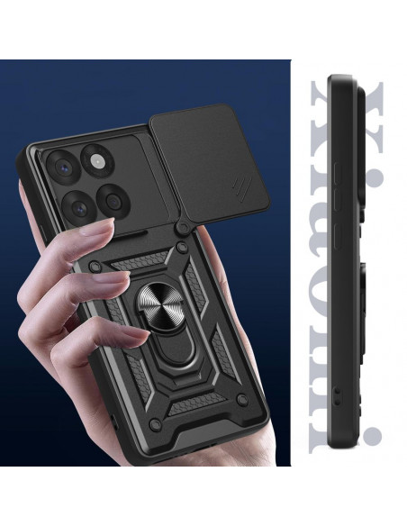 
„Motorola Edge 60 Fusion“ dėklas su stovu ir „CamShield Pro“ objektyvo dangteliu – juodas
