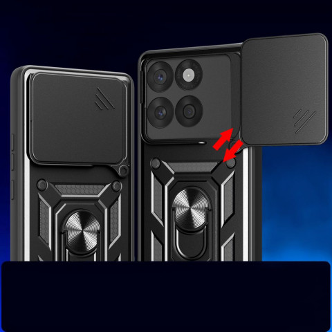 
„Motorola Edge 60 Fusion“ dėklas su stovu ir „CamShield Pro“ objektyvo dangteliu – juodas
