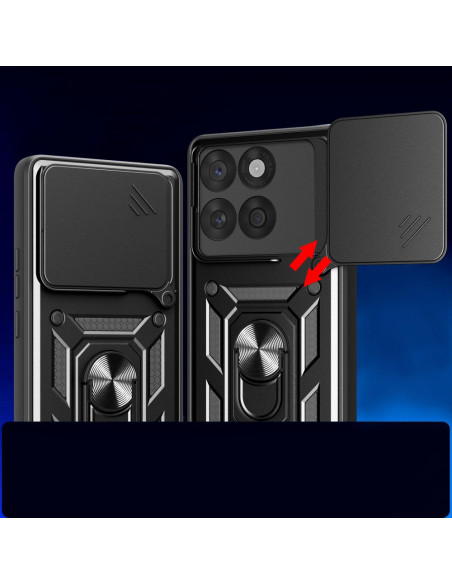 
„Motorola Edge 60 Fusion“ dėklas su stovu ir „CamShield Pro“ objektyvo dangteliu – juodas
