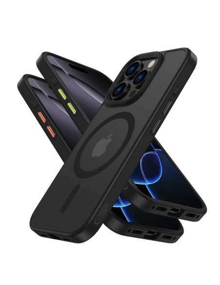 
„iPhone 16 Pro Max“ dėklas su „MagMat Magsafe“ mygtukų dangteliais – matinės juodos spalvos
