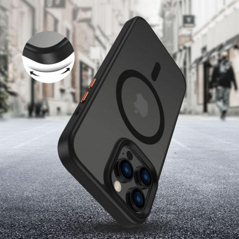 
„iPhone 16 Pro Max“ dėklas su „MagMat Magsafe“ mygtukų dangteliais – matinės juodos spalvos
