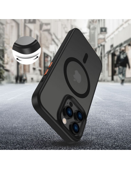 
„iPhone 16 Pro Max“ dėklas su „MagMat Magsafe“ mygtukų dangteliais – matinės juodos spalvos
