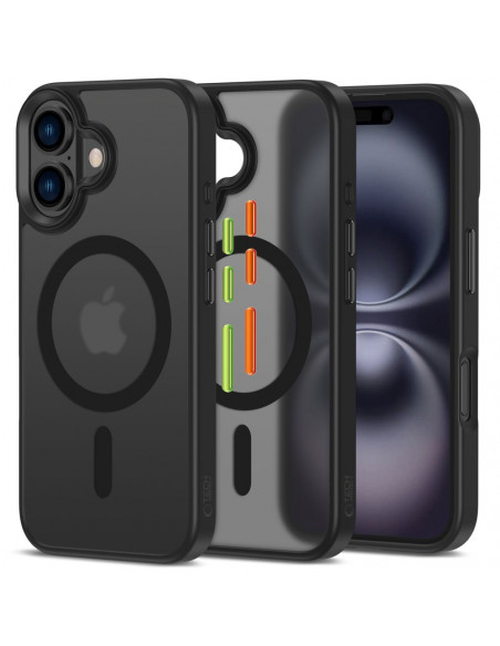 
„iPhone 16“ dėklas su „MagMat Magsafe“ mygtukų dangteliais – matinės juodos spalvos
