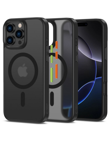 
„iPhone 16 Pro“ dėklas su „MagMat Magsafe“ mygtukų dangteliais – matinės juodos spalvos
