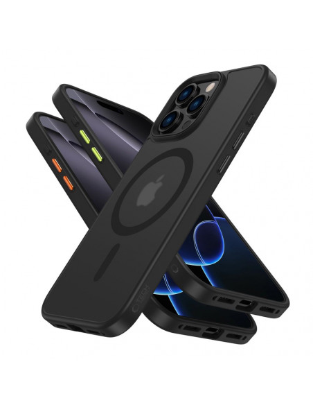 
„iPhone 16 Pro“ dėklas su „MagMat Magsafe“ mygtukų dangteliais – matinės juodos spalvos
