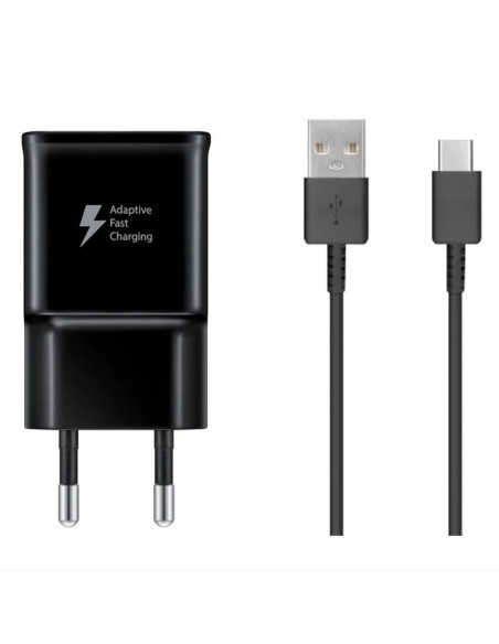 
„Samsung USB-A 15W“ sieninis įkroviklis su USB-A – USB-C laidu – juodas
