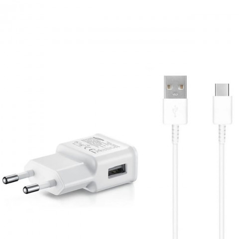 
„Samsung USB-A 15W“ sieninis įkroviklis su USB-A – USB-C laidu – baltas

