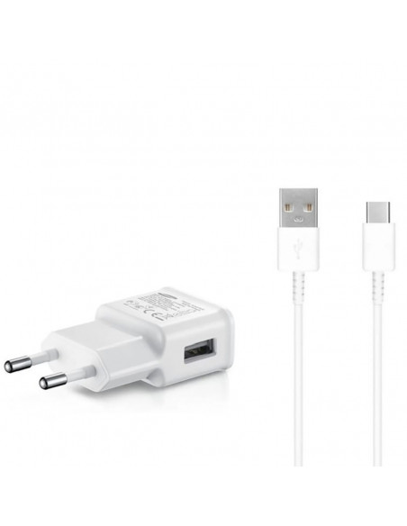 
„Samsung USB-A 15W“ sieninis įkroviklis su USB-A – USB-C laidu – baltas
