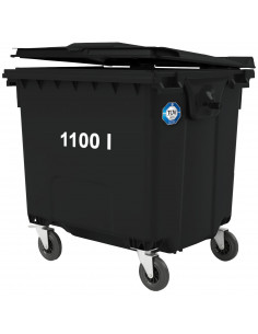 
Komunalinių atliekų konteineris PZH EN 840-2 DIN 1100L - juodas
