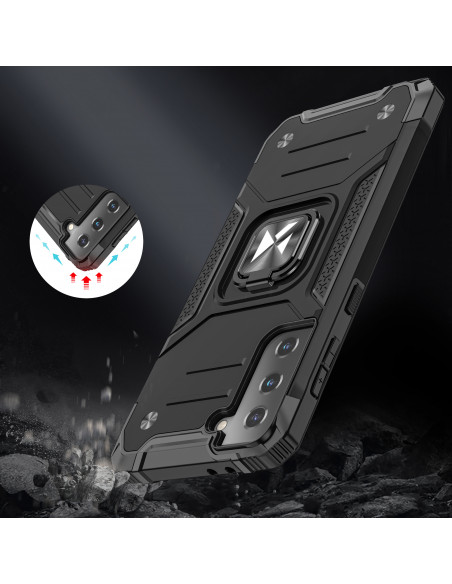 
„Ring Armor“ hibridinis dėklas su magnetiniu laikikliu, skirtas „Samsung Galaxy S22+“ – juodas
