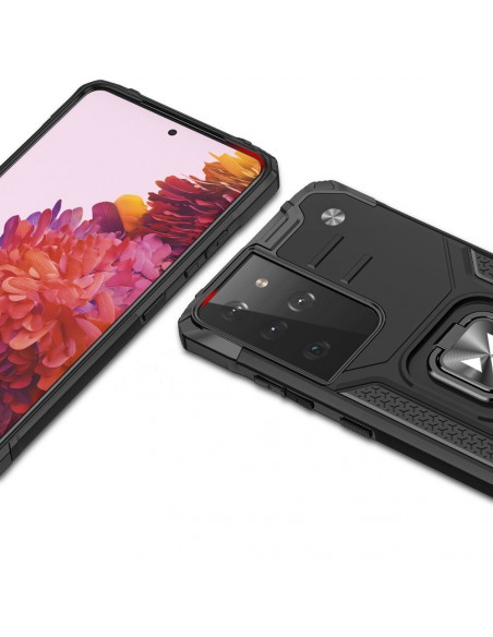 
Šarvuotas hibridinis dėklas su magnetiniu laikikliu, skirtas „Samsung Galaxy S22 Ultra Ring Armor“ – mėlynas
