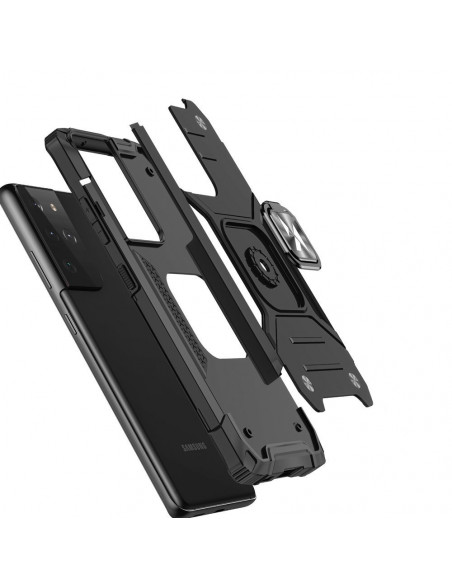 
Šarvuotas hibridinis dėklas su magnetiniu laikikliu, skirtas „Samsung Galaxy S22 Ultra Ring Armor“ – mėlynas
