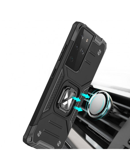 
Šarvuotas hibridinis dėklas su magnetiniu laikikliu, skirtas „Samsung Galaxy S22 Ultra Ring Armor“ – mėlynas
