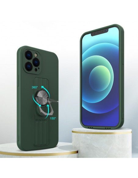 
Silikoninis dėklas su piršto žiedu ir stovu, skirtas „Xiaomi Poco M4 Pro 5G“ žiediniam dėklui - juodas
