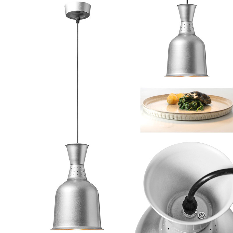 Infraraudonųjų spindulių šildymo lempa indams IR pakabinama sidabro sk. 18,5 cm 250 W