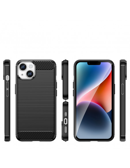 
Lankstus gelinis galinis dangtelis „iPhone 14 Plus“ anglies pluošto dėklui – juodas
