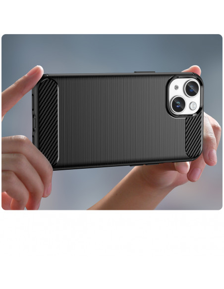 
Lankstus gelinis galinis dangtelis „iPhone 14 Plus“ anglies pluošto dėklui – juodas
