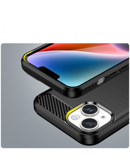 
Lankstus gelinis galinis dangtelis „iPhone 14 Plus“ anglies pluošto dėklui – juodas
