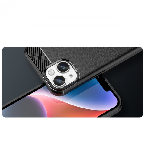 
Lankstus gelinis galinis dangtelis „iPhone 14 Plus“ anglies pluošto dėklui – juodas
