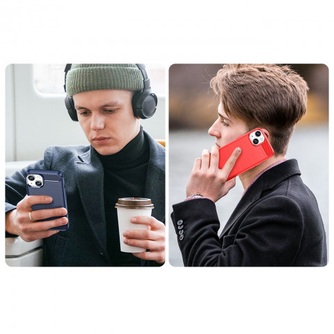 
Lankstus gelinis galinis dangtelis „iPhone 14 Plus“ anglies pluošto dėklui – juodas
