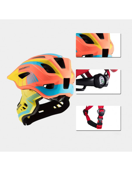 
Vaikiškas dviračio šalmas su nuimamu smakru, S dydis - geltonai oranžinis
