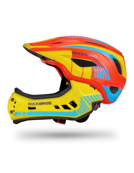 
Vaikiškas dviračio šalmas su nuimamu smakru, S dydis - geltonai oranžinis
