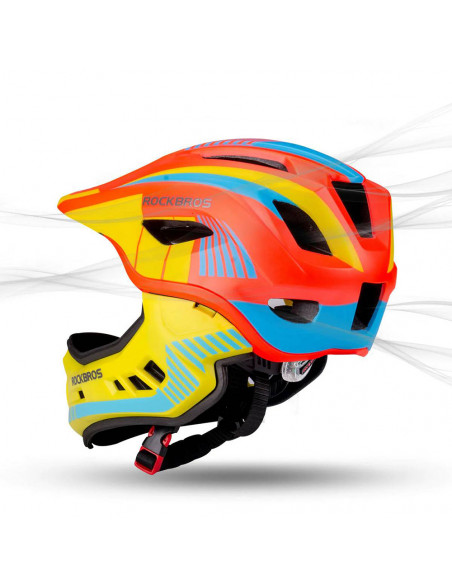 
Vaikiškas dviračio šalmas su nuimamu smakru, S dydis - geltonai oranžinis
