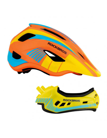 
Vaikiškas dviračio šalmas su nuimamu smakru, S dydis - geltonai oranžinis
