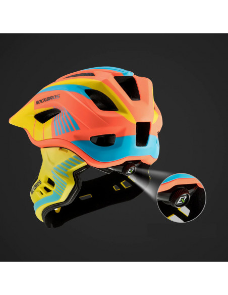 
Vaikiškas dviračio šalmas su nuimamu smakru, S dydis - geltonai oranžinis
