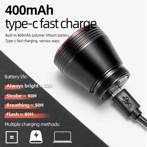 
Q5 galinis dviračio žibintas su išmania stabdymo sistema – juodas
