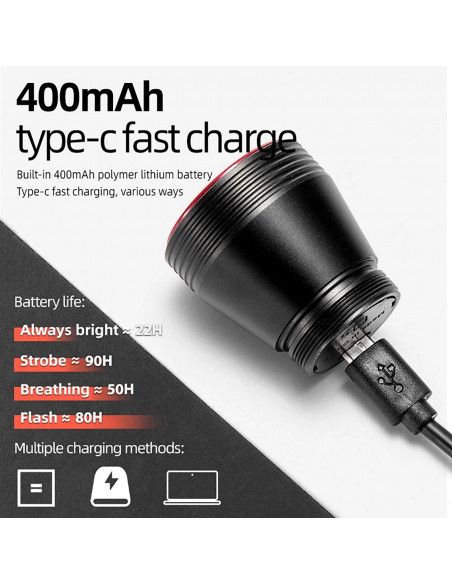 
Q5 galinis dviračio žibintas su išmania stabdymo sistema – juodas
