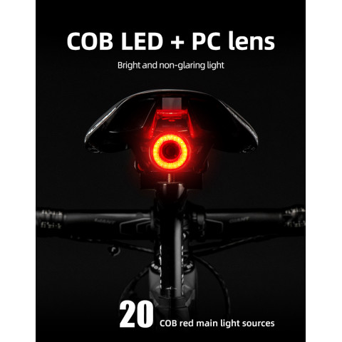 
Q5 galinis dviračio žibintas su išmania stabdymo sistema – juodas
