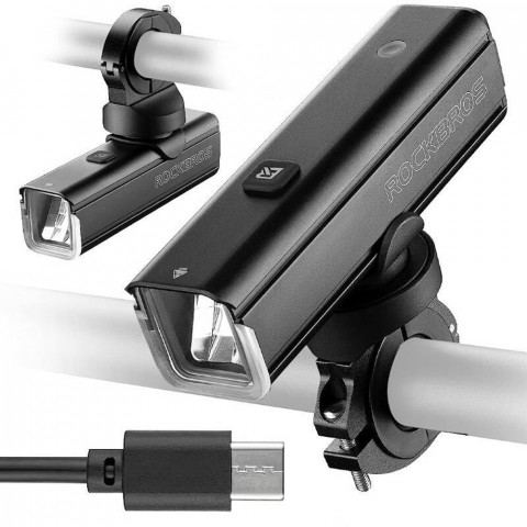 
1000 lm priekinis dviračio žibintas su USB-C - USB-A laidu - juodas
