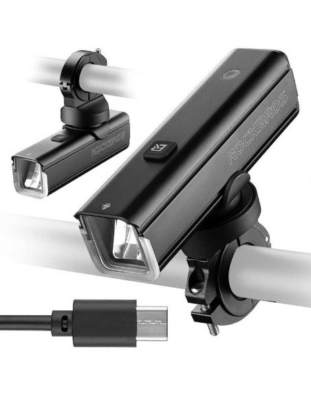 
1000 lm priekinis dviračio žibintas su USB-C - USB-A laidu - juodas
