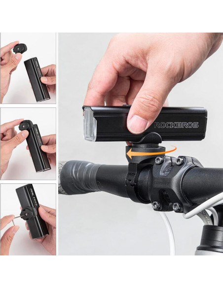 
1000 lm priekinis dviračio žibintas su USB-C - USB-A laidu - juodas
