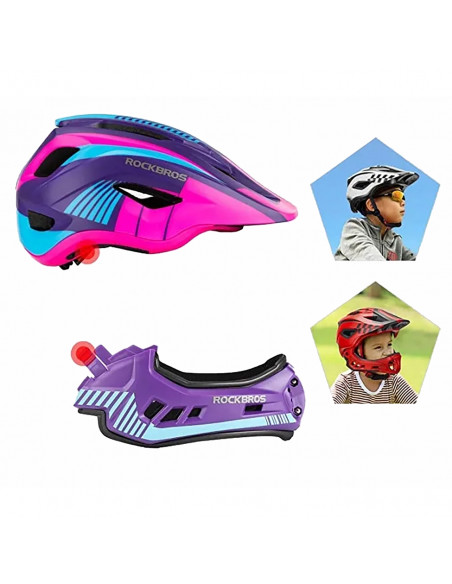 
Vaikiškas dviračio šalmas su nuimamu smakru, S dydis - violetinė ir rožinė
