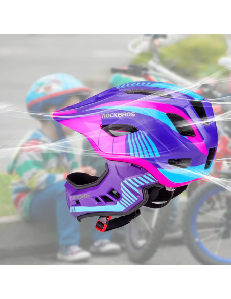 
Vaikiškas dviračio šalmas su nuimamu smakru, S dydis - violetinė ir rožinė
